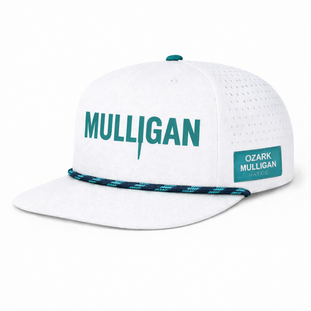 Ozark Mulligan – Mulligan Hat – White & Teal