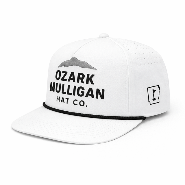 Ozark Mulligan – Classic Logo Hat – White & Black Limited AR Edition